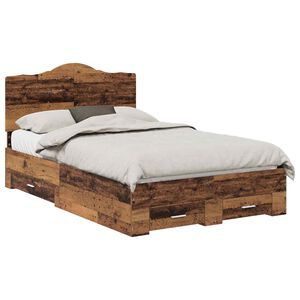 vidaXL Sengestamme med skuff Gammelt tre 120 x 190 cm Konstruert tre