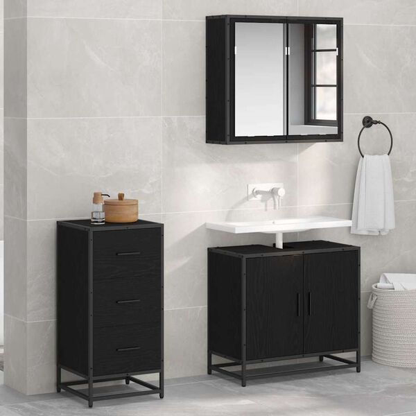 vidaXL Serviesskap Svart Eik 35,5 x 35 x 76 cm