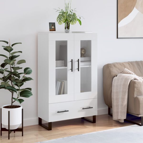 vidaXL Highboard høyglans hvit 69,5x31x115 cm konstruert tre