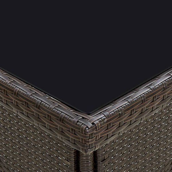 vidaXL Utendørs spisebord brun polyrotting og glass