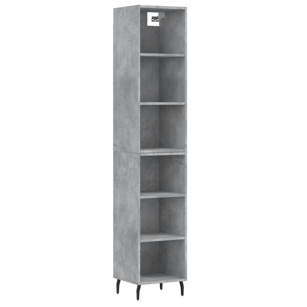 vidaXL Highboard betonggr&aring; 34,5x32,5x180 cm konstruert tre