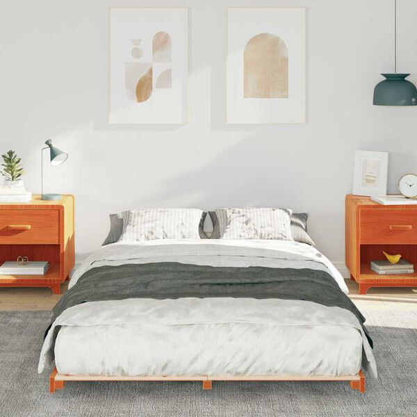 vidaXL Gulvbedramme Voksbrun 120 x 200 cm Heltre furu