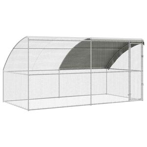 vidaXL H&oslash;nsebur 2 stk. s&oslash;lv 400 x 200 x 200 cm St&aring;l og PE