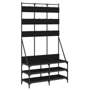 vidaXL Klesstativ med skooppbevaring svart 100x40x184 cm
