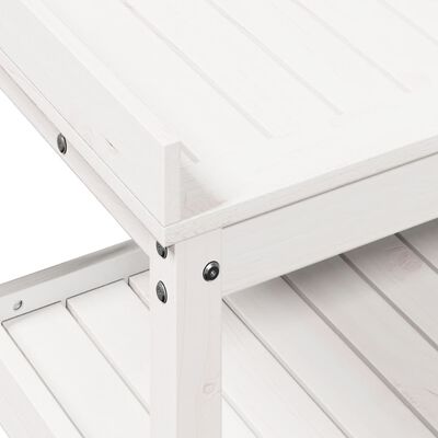 vidaXL Pottebord med hyller hvit 82,5x45x86,5 cm heltre furu