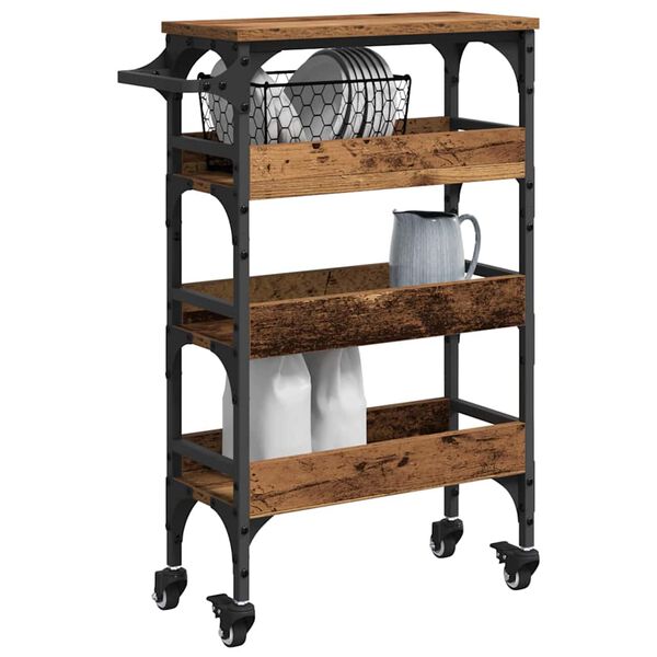 vidaXL Kj&oslash;kkenvogn Gamle tre 53 x 20 x 76 cm Konstruert tre