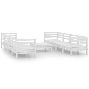 vidaXL Hagesofagruppe 9 deler hvit heltre furu