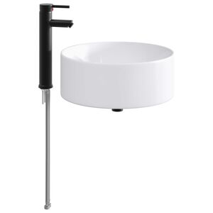 vidaXL Baderomsvask med kran og avl&oslash;p Matt Svart 40,5 x 40,5 x 15,5 cm