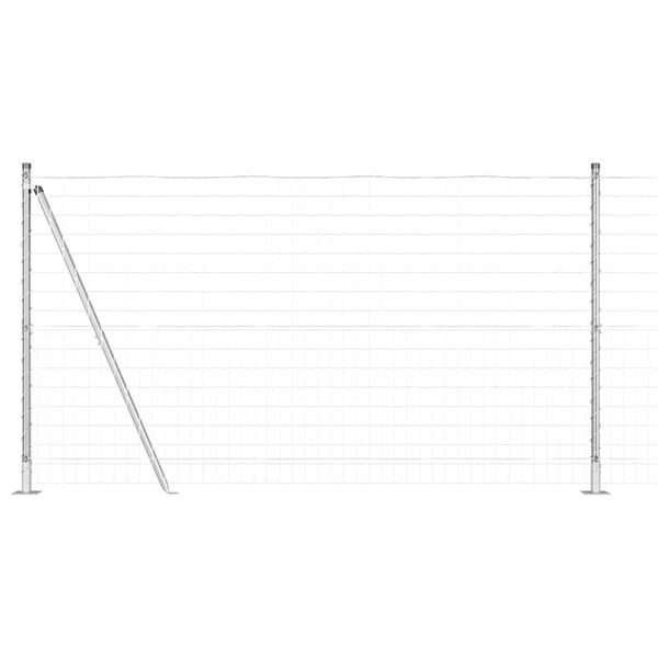 vidaXL Gjerde med stolpe s&oslash;lv 1,2 x 10 m St&aring;l