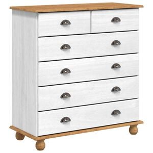 vidaXL Skap med skuffer ASKIM Hvit 91 x 40 x 95,5 cm Massiv furu
