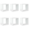 vidaXL Vegghyller kubeformet 6 stk h&oslash;yglans hvit 22x15x22 cm