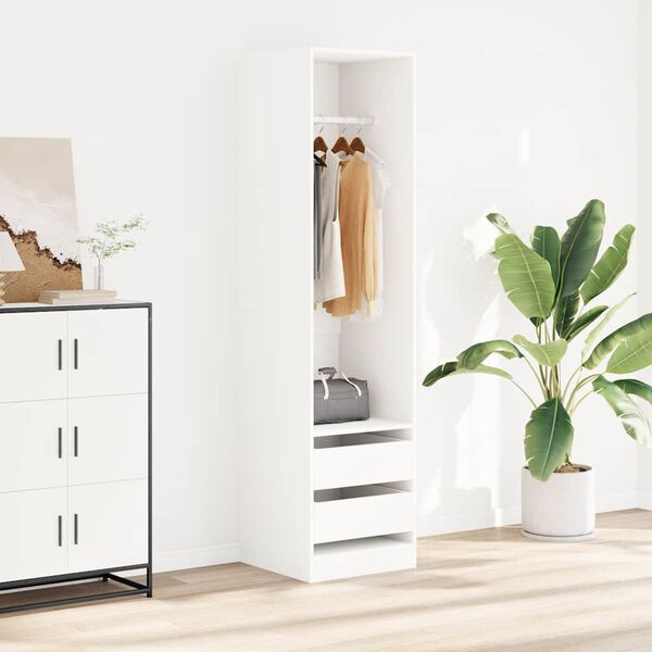 vidaXL Garderobe med skuffer hvit 50x50x200 cm konstruert tre