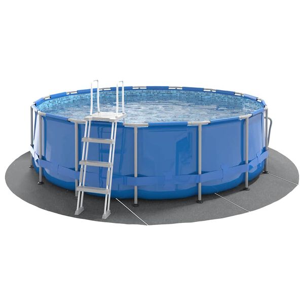 vidaXL Bassengduk lysegrå Ø428 cm polyester geotekstil