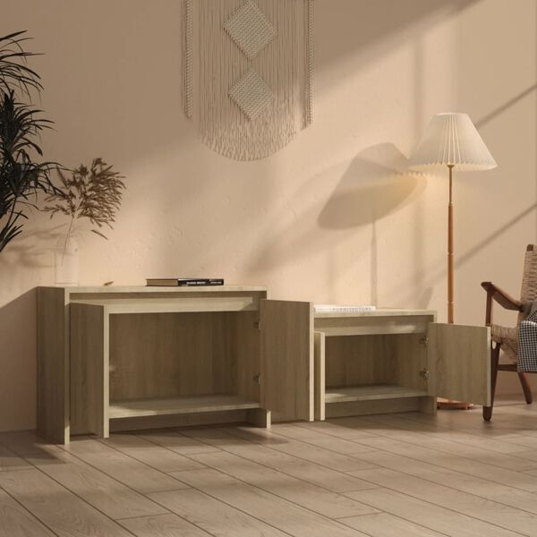 vidaXL TV-benk sonoma eik 146,5x35x50 cm konstruert tre