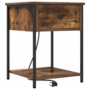 vidaXL Nattbordskap med skuff R&oslash;kt eik 42 x 41 x 56 cm Konstruert tre