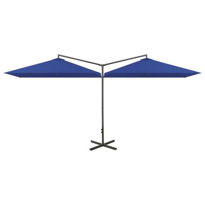 vidaXL Dobbel parasoll med stålstolpe asurblå 600x300 cm