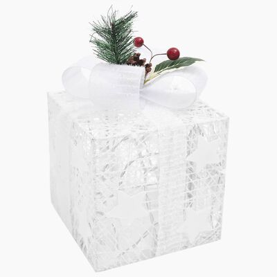 vidaXL Dekorative julegaveesker 3 stk hvit utendørs innendørs