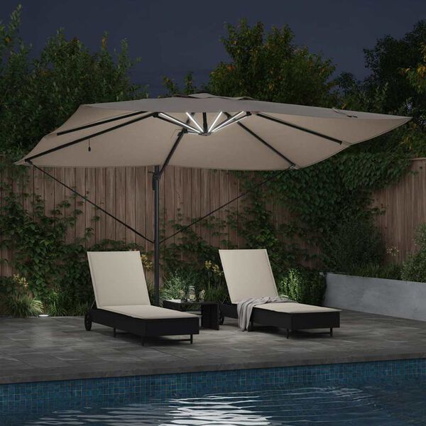 vidaXL Kipp Roma Parasol med lås Gråbrun og Svart 352 x 251 x 265 cm