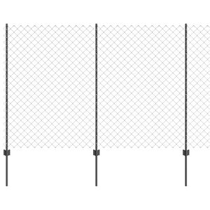 vidaXL Kjettinggjerde med stolpe 10 x 1,5 m PVC-belagt st&aring;l Gr&aring; Mesh