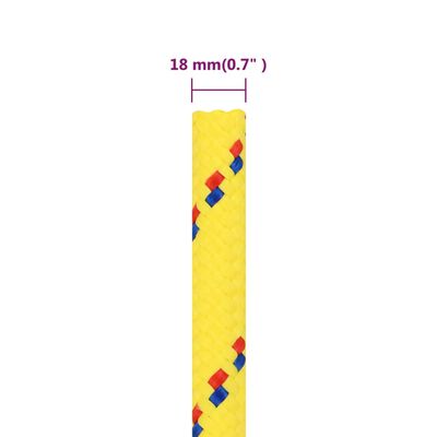 vidaXL Båttau gul 18 mm 25 m polypropylen