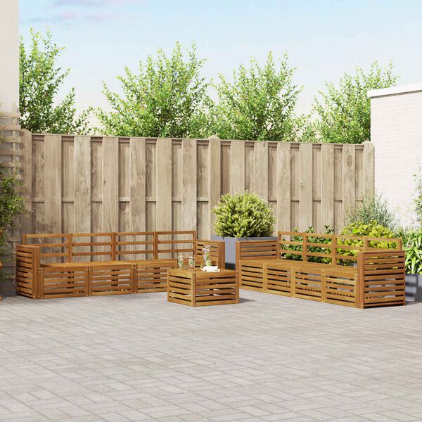 vidaXL Sofasett 9 pcs Naturlig Solid akasietre