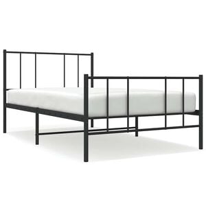 vidaXL Sengeramme i metall med hode- og fotgavl svart 90x190 cm