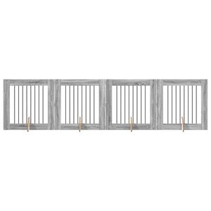 vidaXL Hundegate med stender 4 pcs Gr&aring; sonoma 80 x 80 cm