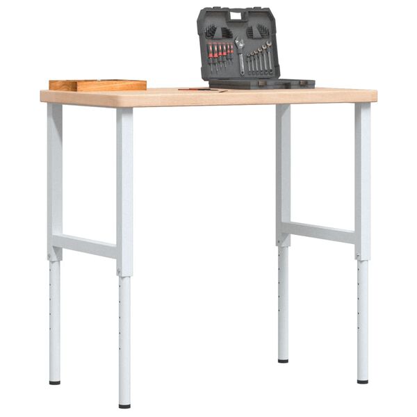 vidaXL Arbeidsbenk 100x60x(73-99,5) cm heltre eik rektangul&aelig;r