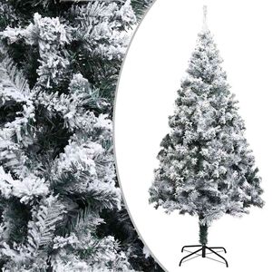 vidaXL Kunstig juletre med flokket sn&oslash; gr&oslash;nn 180 cm