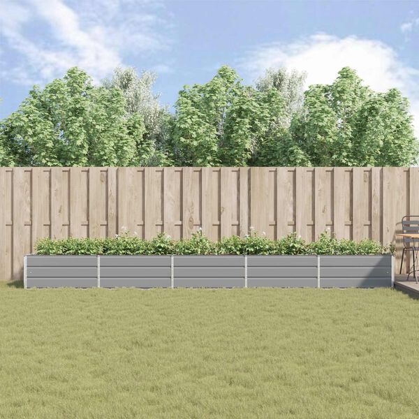 vidaXL Plantekassed Lysegr&aring; 195 x 100 x 45 cm Galvanisert St&aring;l