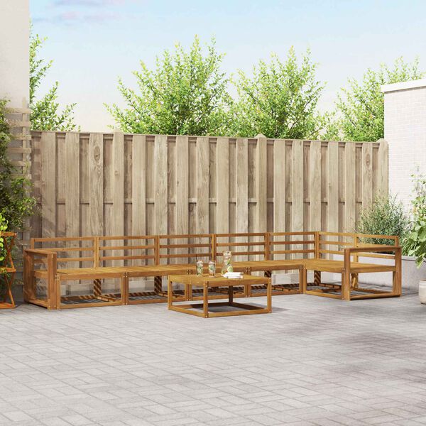 vidaXL Utend&oslash;rs sofa-sett 7 pcs Naturlig Solid akasietre