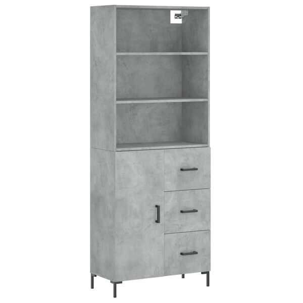 vidaXL Highboard betonggr&aring; 69,5x34x180 cm konstruert tre