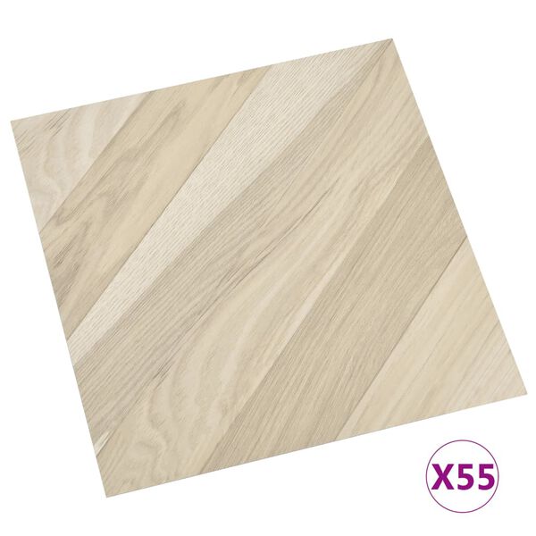 vidaXL Selvklebende gulvplanker 55 stk PVC 5,11 m&sup2; beige stripet