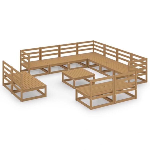 vidaXL Hagesofagruppe 12 deler honningbrun heltre furu