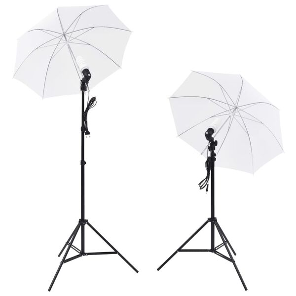 vidaXL Fotostudiosett med lamper, paraplyer, bakgrunn og reflektor