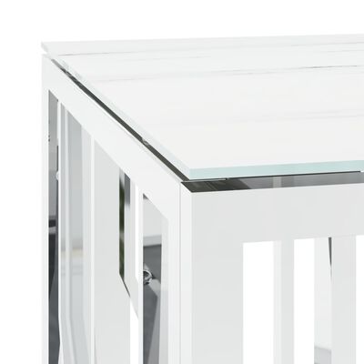 vidaXL Salongbord sølv 110x45x45 cm rustfritt stål og glass