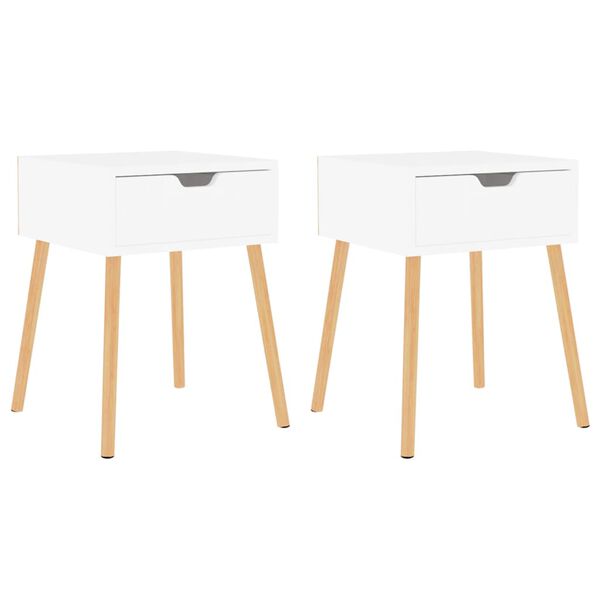 vidaXL Nattbord 2 stk hvit 40x40x56 cm konstruert tre