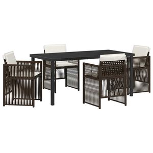 vidaXL Hage Spisegruppe 5 pcs Brun Pulverlakkert st&aring;l