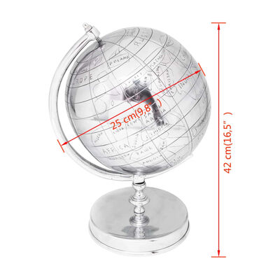 vidaXL Globus med stativ Aluminium Sølv 42 cm