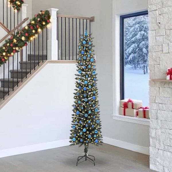 vidaXL Kunstig juletre med 300 LED gr&oslash;nn 240 cm PVC og plast og st&aring;l