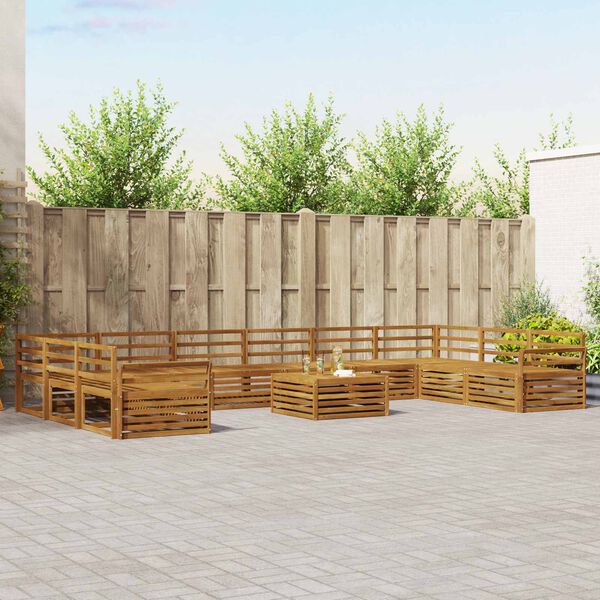 vidaXL Sofasett 11 pcs Naturlig Solid akasietre