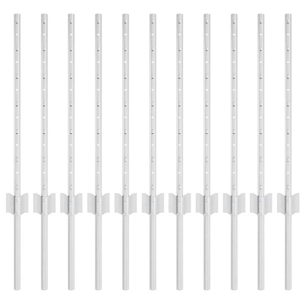 vidaXL Gjerdep&aring;le 11 pcs s&oslash;lv 60 cm St&aring;l