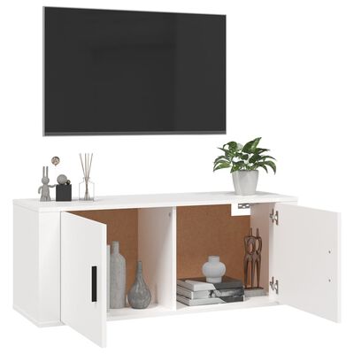 vidaXL Veggmontert TV-benk hvit 100x34,5x40 cm