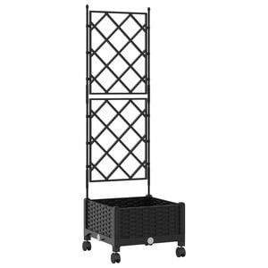 vidaXL Hageplanter med espalier og hjul Svart 40 x 40 x 131,5 cm PP
