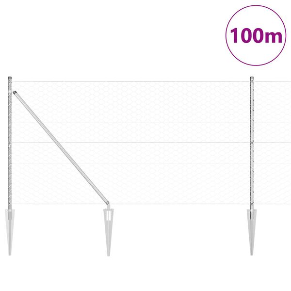 vidaXL Gjerdepåle sølv 100 x 1 m (50 mm mesh) Stål