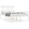 vidaXL Seniorseng med hodegavl hvit small double heltre