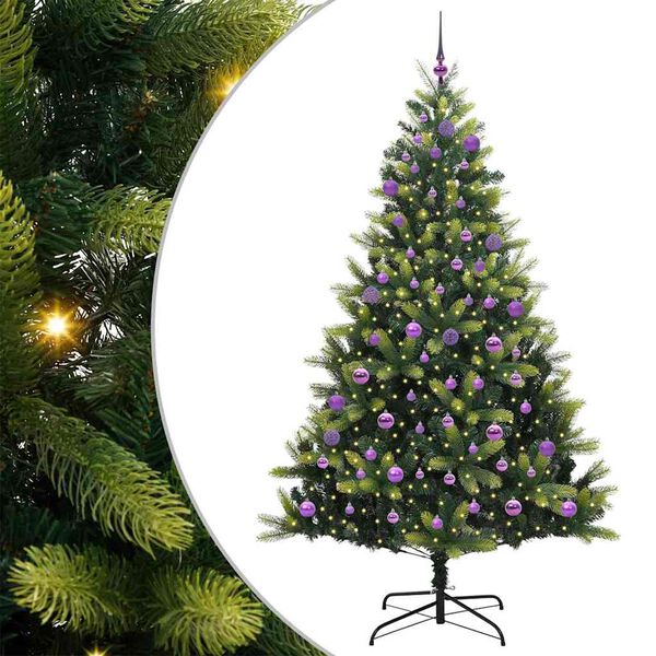 vidaXL Kunstig leddet juletre med 300 LED-lamper gr&oslash;nn 240 cm
