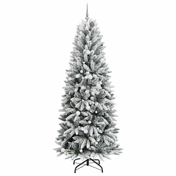 vidaXL Kunstig juletre med 300 LED Hvit 240 cm PVC, plast, st&aring;l og PE