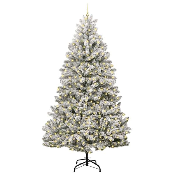 vidaXL Kunstig juletre med 300 LED Grønn og hvit 270 cm PVC og metall