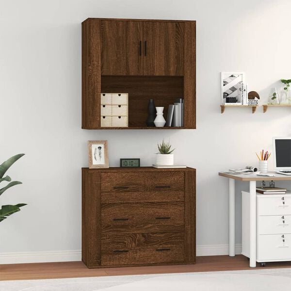 vidaXL Highboard brun eik konstruert tre